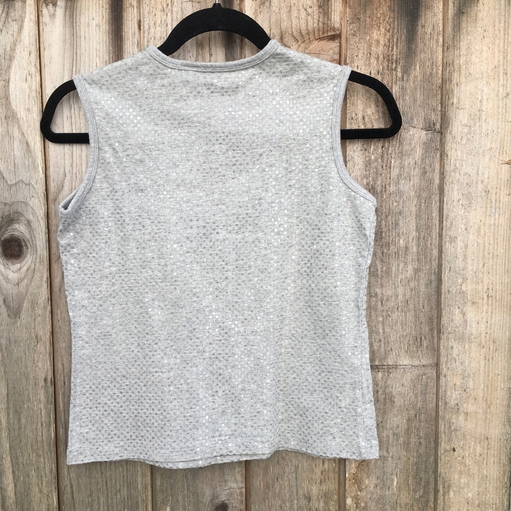 Gray Clear Sequin Athleisure Semi Crop Tank Top Small - Picture 4 of 4